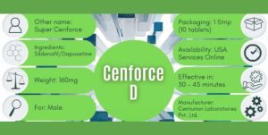 Cenforce D for Erectile Dysfunction and Premature Ejaculation Sildenafil and Dapoxetine Combination