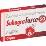 Suhagra Force 50 is a combination tablet of Sildenafil 50 mg & Dapoxetine 30 mg for Erectile Dysfunction & Premature Ejaculation. Made by Cipla