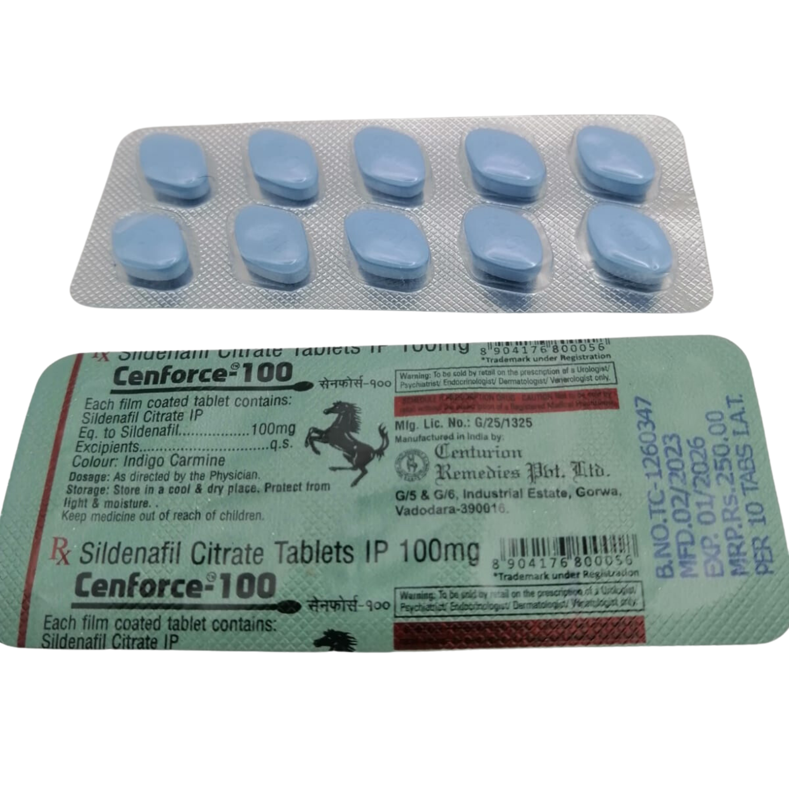 View of Cenforce 100mg Sildenafil Blister Pack