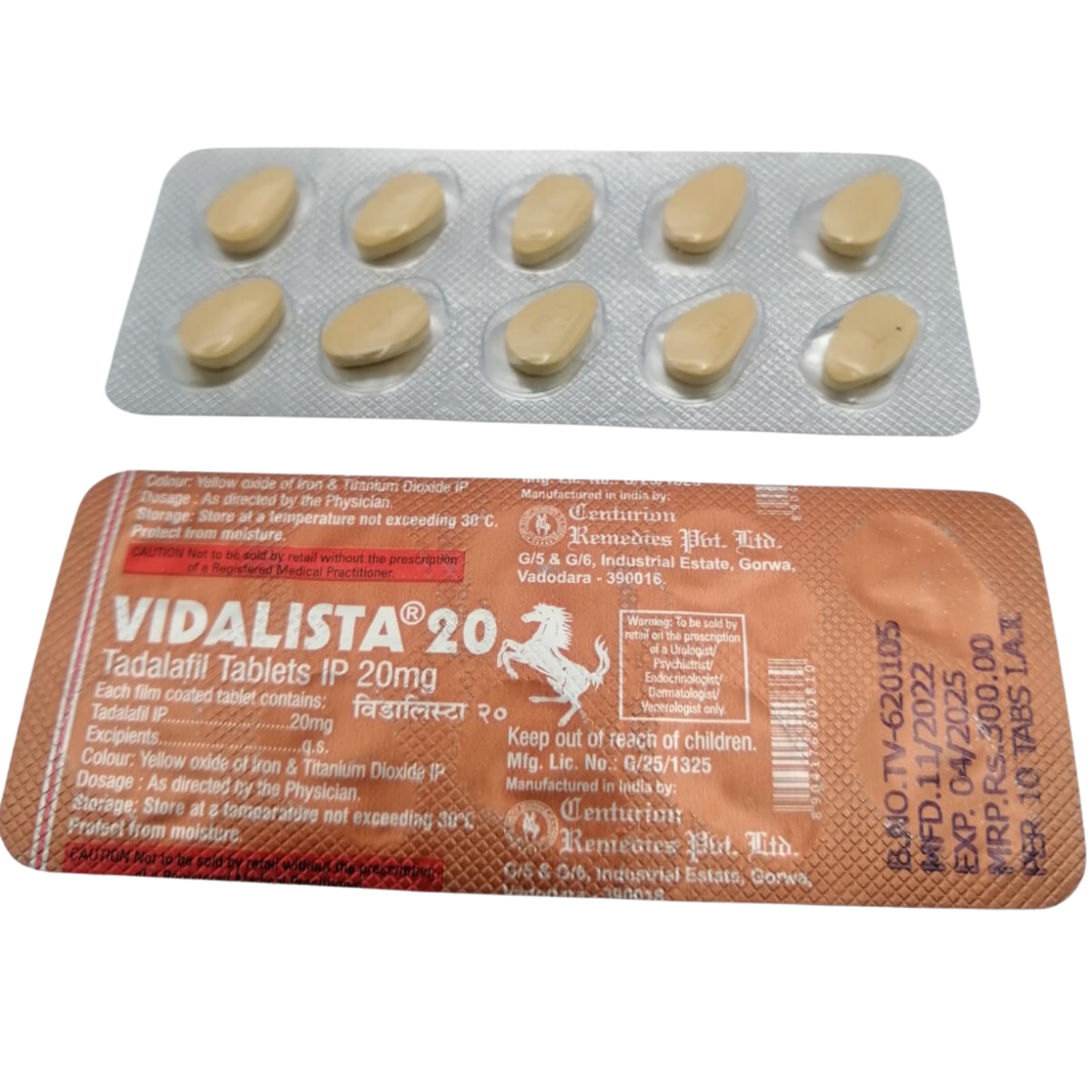 Vidalista 20mg Tadalafil Blister Pack with 10 Tablets for Erectile Dysfunction